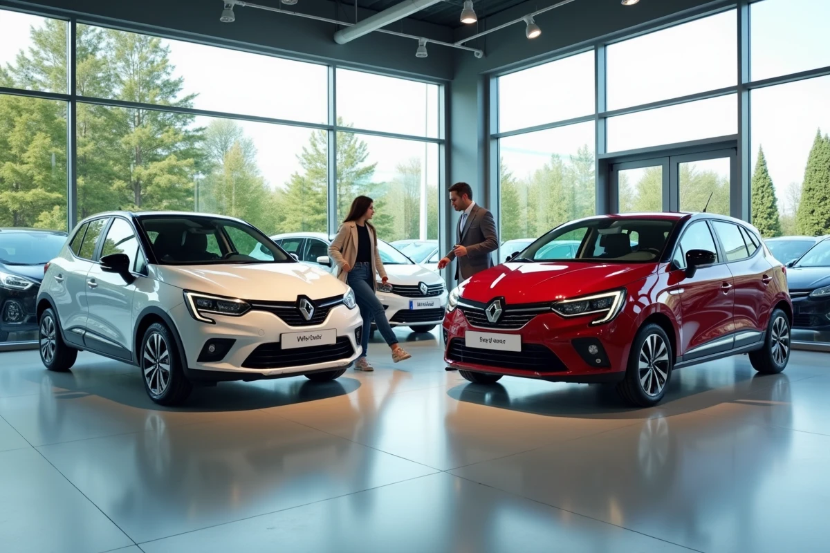 Couple visitant un concessionnaire automobile français pour découvrir la voiture la plus vendue en 2026
