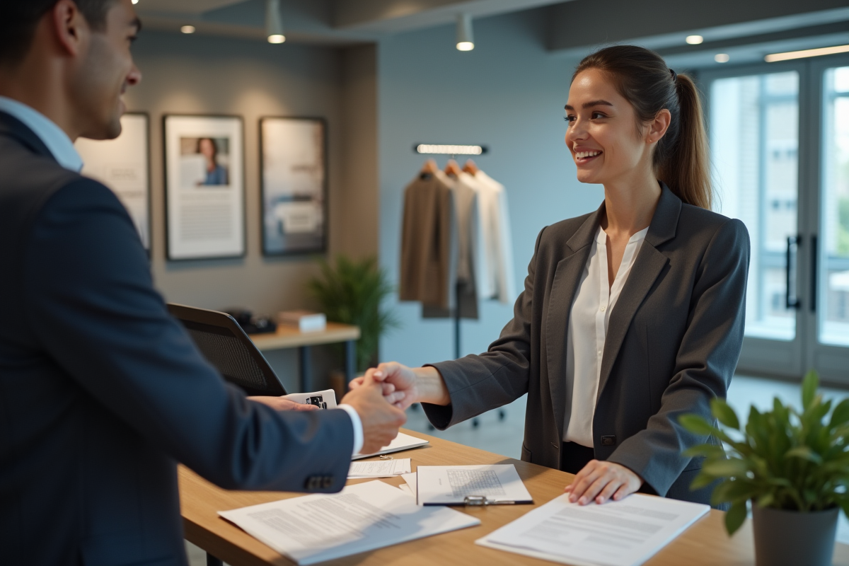 Jeune femme remet ses clés à un agent d