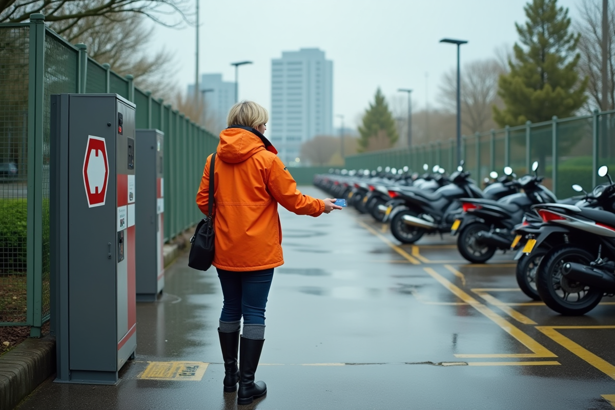 Femme avec veste pluie à l