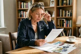 Femme consultant des documents administratifs sur l'obtention d'une voiture sans permis gratuitement
