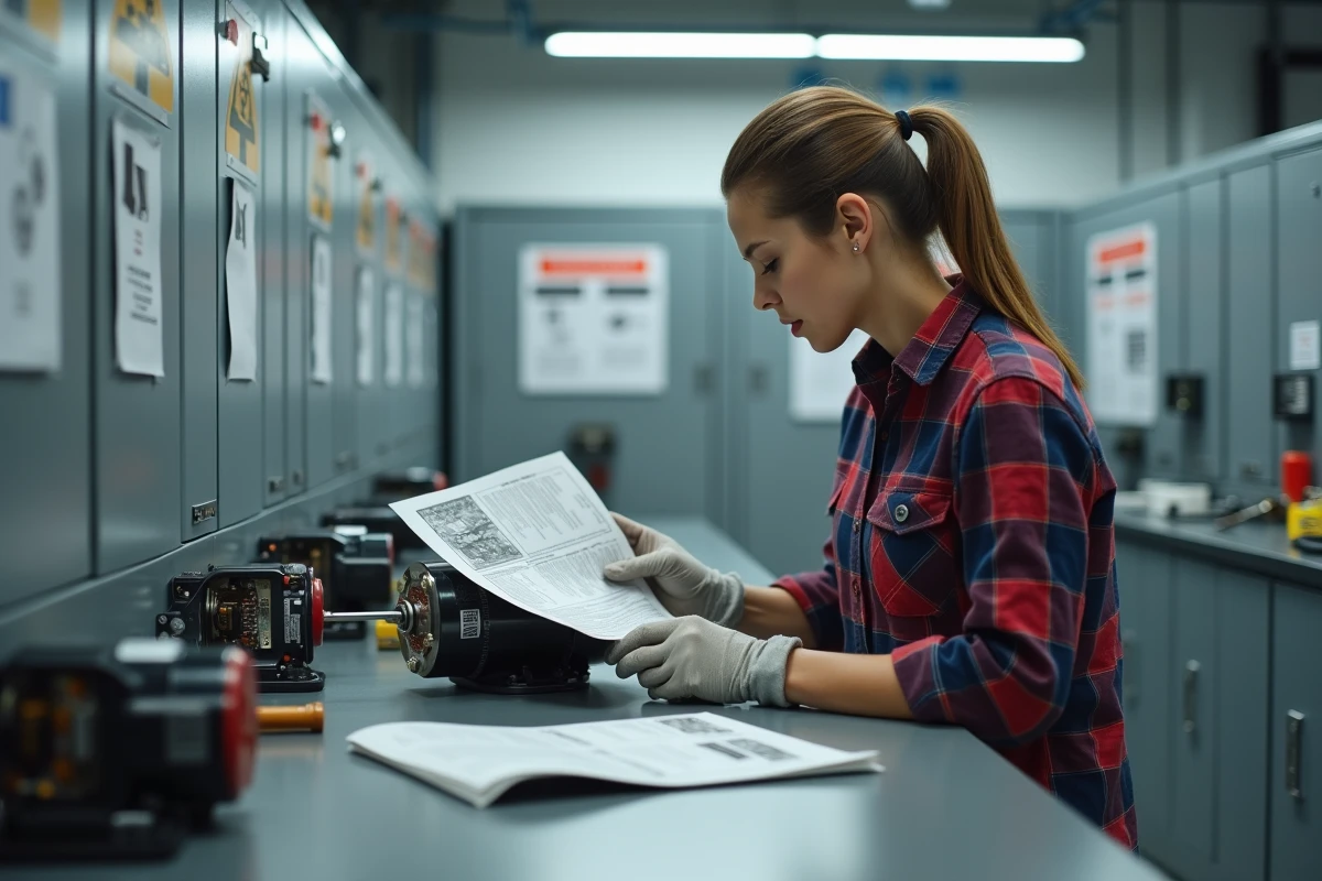 Femme lisant un manuel à côté d