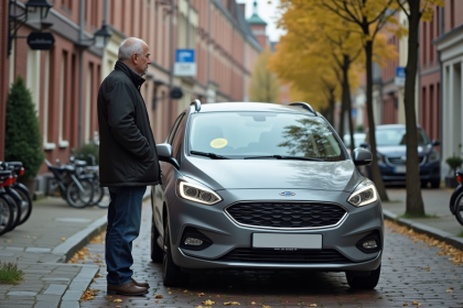 Homme pensif près d'une voiture en Wallonie