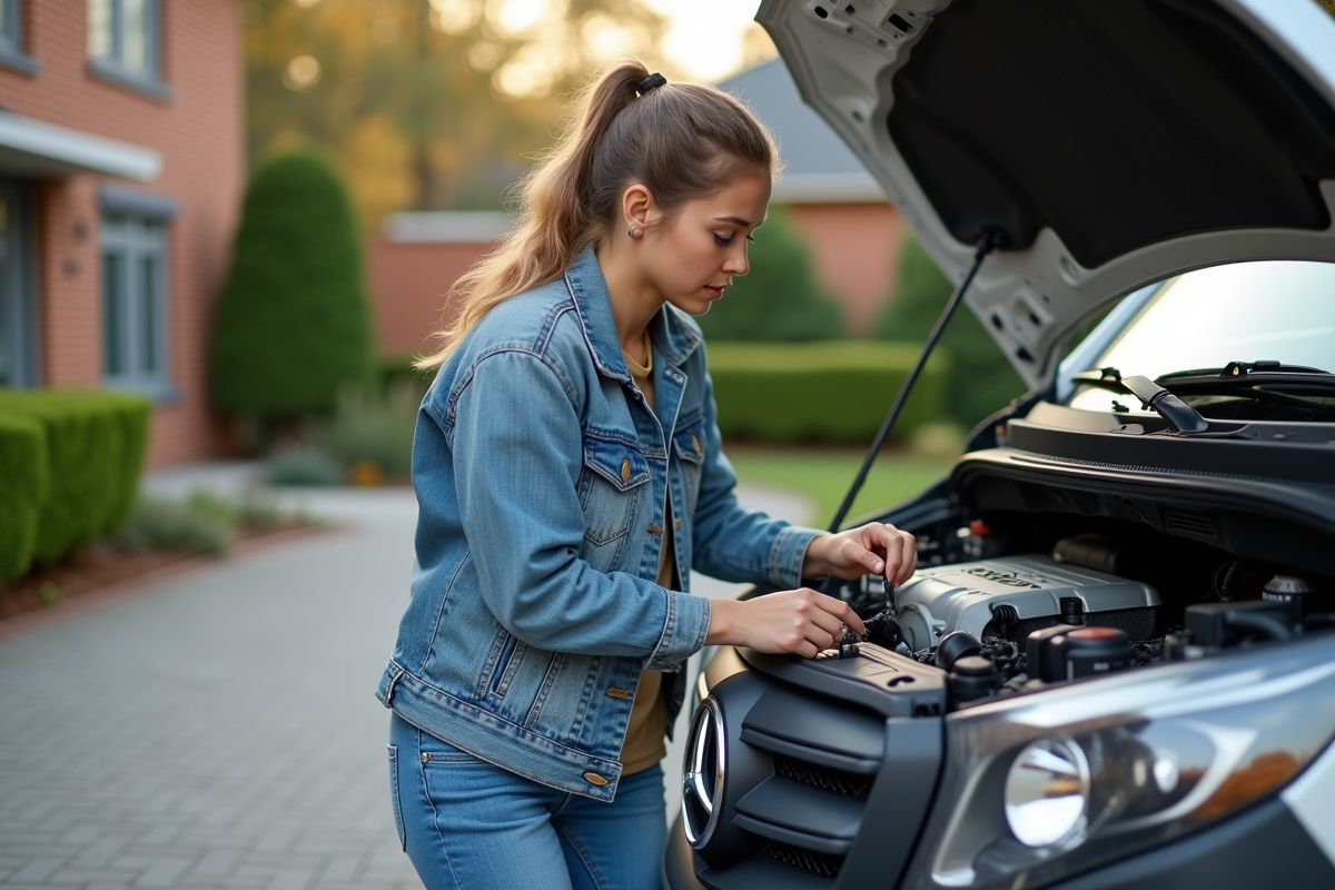 Jeune femme vérifiant l