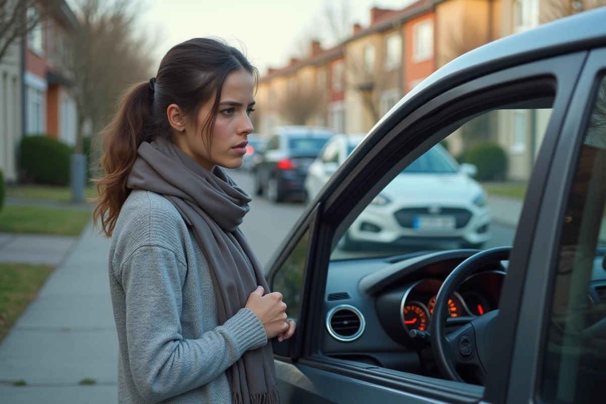 Jeune femme vérifiant un symbole d