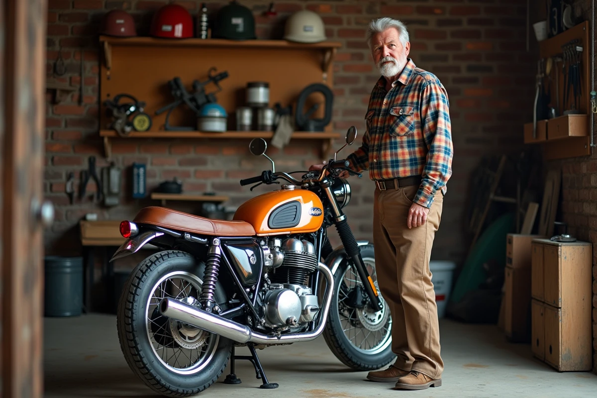 Propriétaire d'une moto de collection ancienne dans son garage privé, cas particulier du contrôle technique