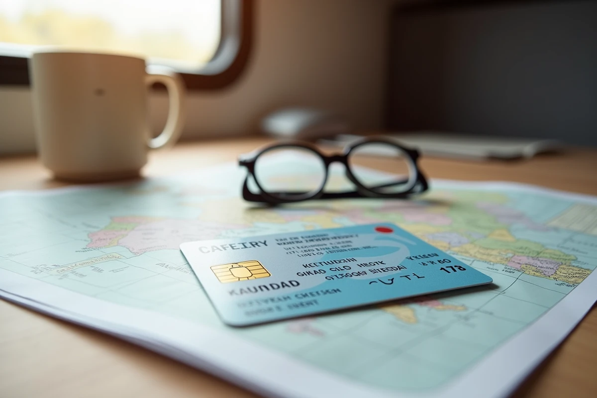 Permis de conduire européen avec le code 79 visible posé sur une carte routière dans un camping-car