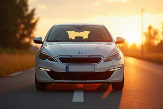 Peugeot 308 GT automatique stationnée sur la route en or